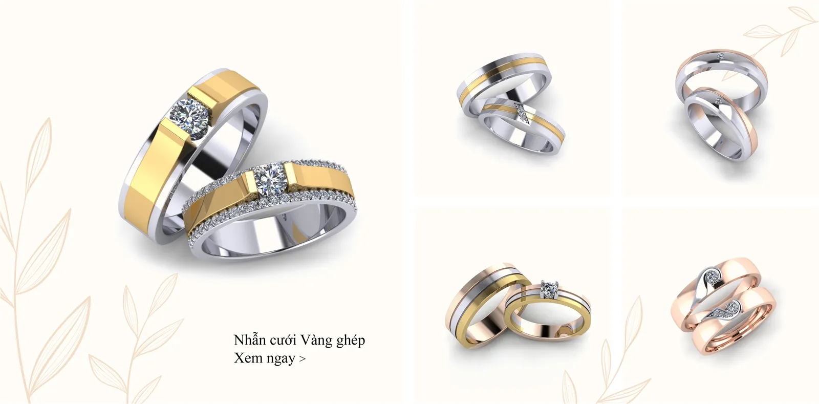 banner nhẫn cưới vàng ghép Skymond