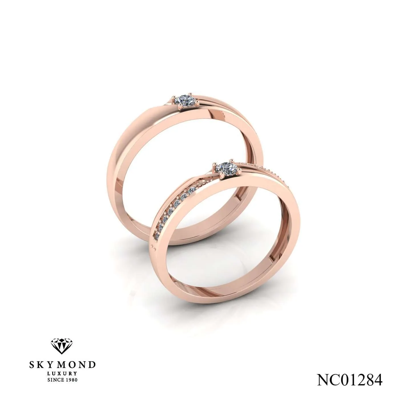 Nhẫn Cưới Vàng Hồng (14K - 18K)  Thiết Kế NC01284