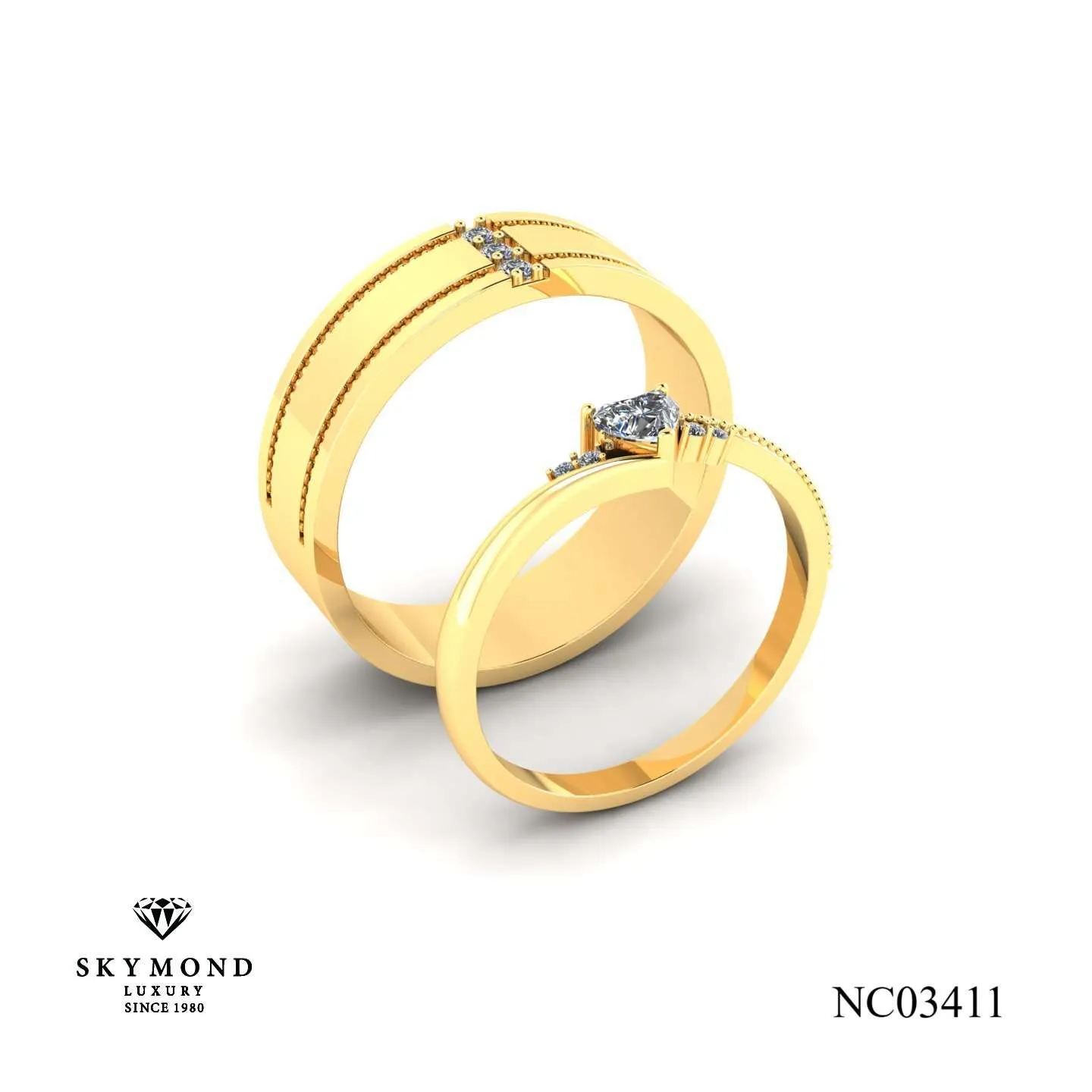 Nhẫn Cưới Vàng Vàng (14K - 18K) Thiết Kế NC03411