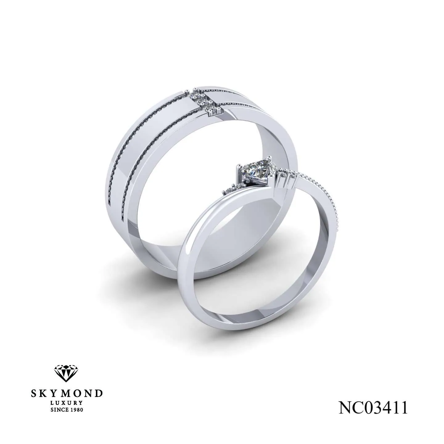 Nhẫn Cưới Platin - Bạch Kim Thiết Kế Đẹp NC03411