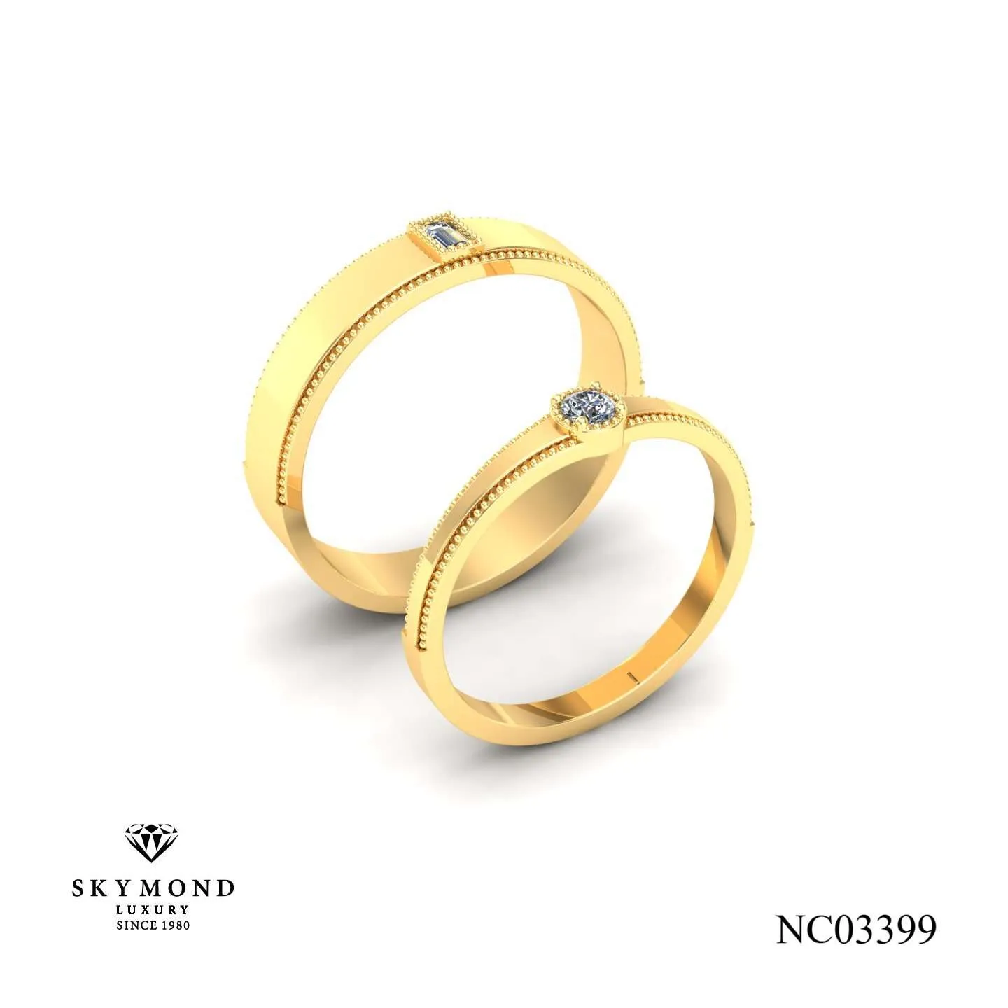Nhẫn Cưới Vàng Vàng (14K - 18K) Thiết Kế NC03399