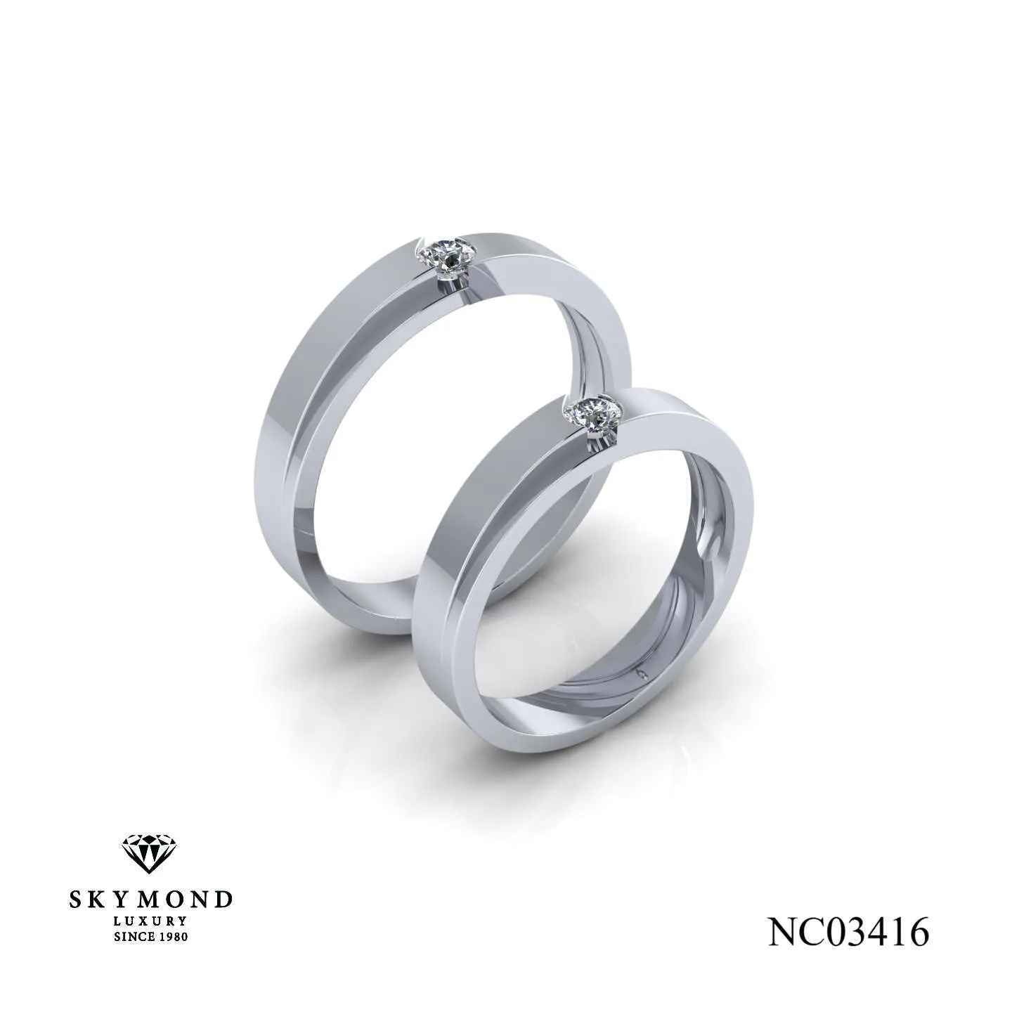 Nhẫn Cưới Vàng Trắng (14K - 18K) Thiết Kế NC03416