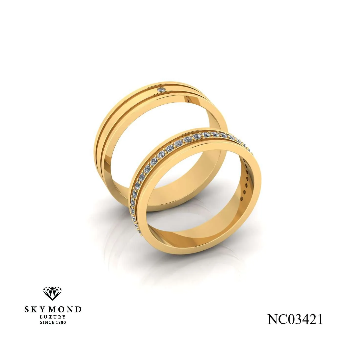 Nhẫn Cưới Vàng Vàng (14K - 18K) Thiết Kế NC03421