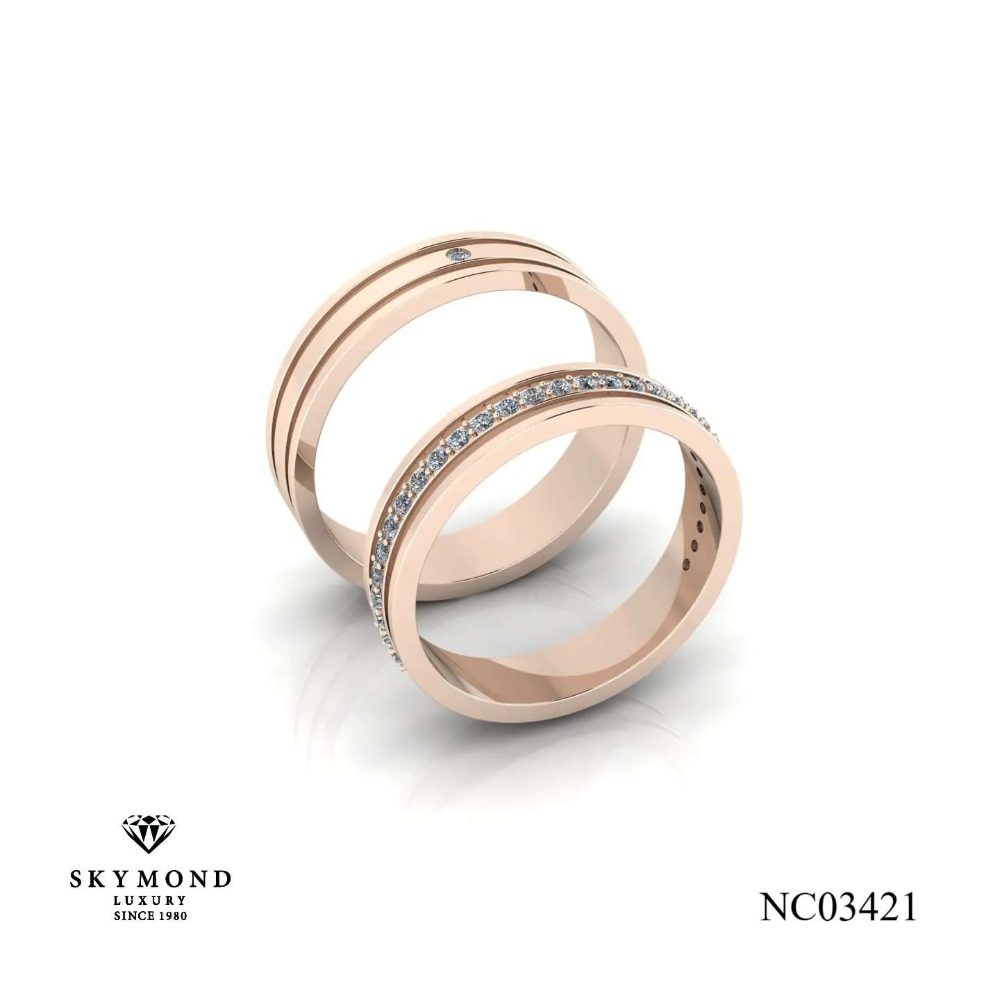 Nhẫn Cưới Vàng Hồng (14K - 18K) Thiết Kế NC03421