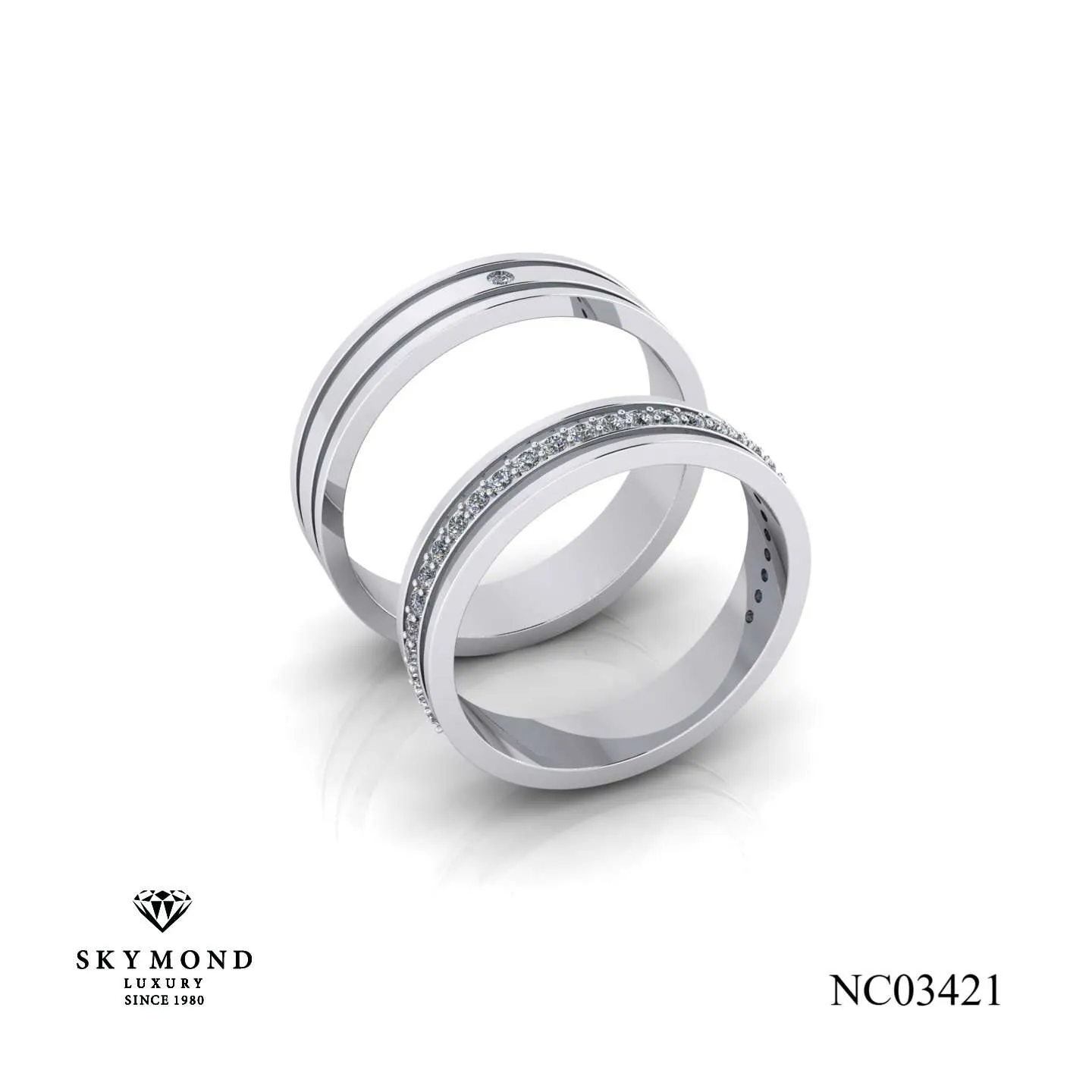 Nhẫn Cưới Platin - Bạch Kim Thiết Kế Đẹp NC03421