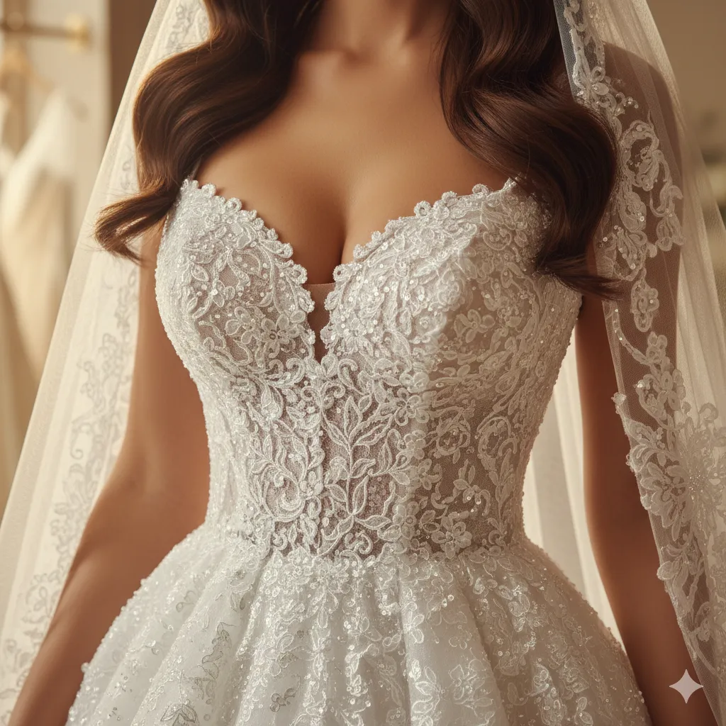 áo cưới cổ tim