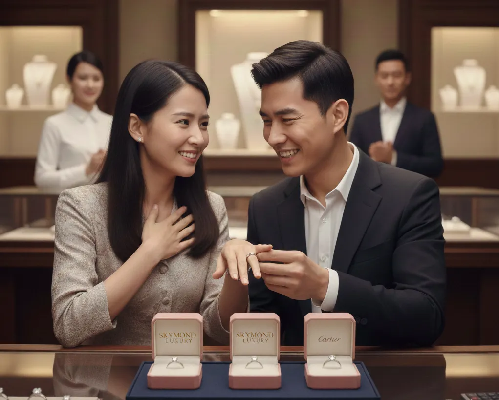 cặp đôi chọn nhẫn cưới