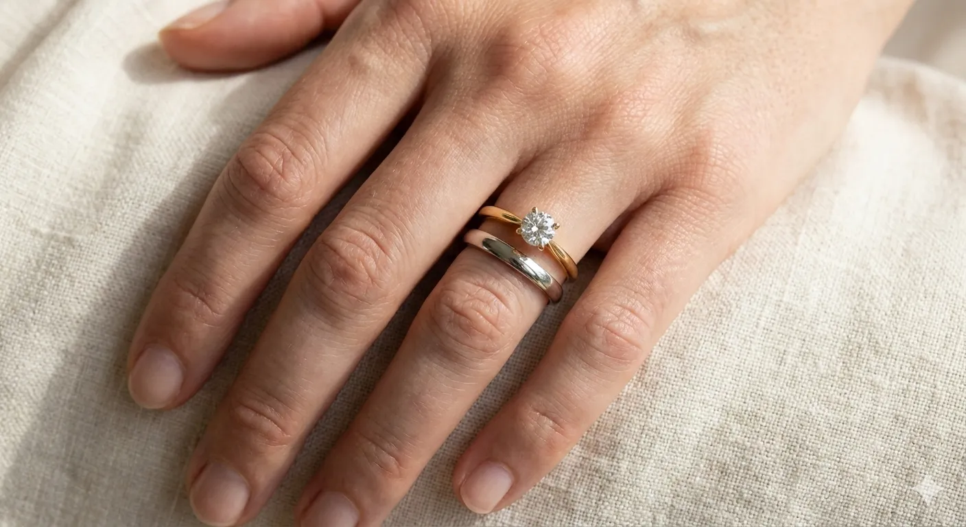 CÓ NÊN ĐEO NHẪN CƯỚI BẠCH KIM CÙNG NHẪN ĐÍNH HÔN VÀNG? CÁCH PHỐI PHÙ HỢP ĐỂ TRÁNH HƯ HẠI