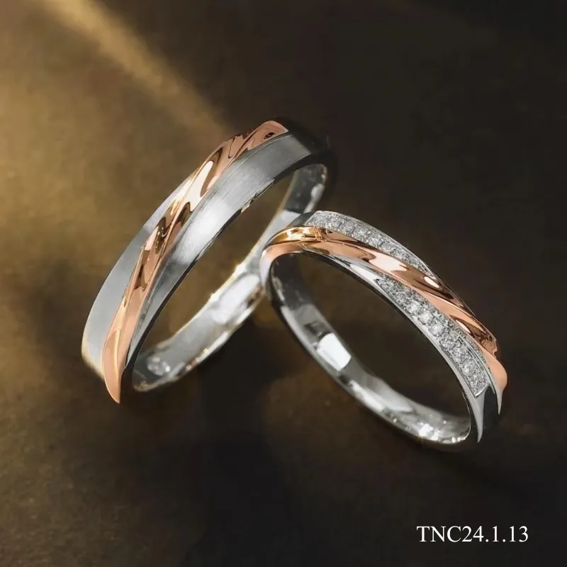 Nhẫn cưới "Two-tone" vàng hồng phối bạch kim: Đỉnh cao tinh tế