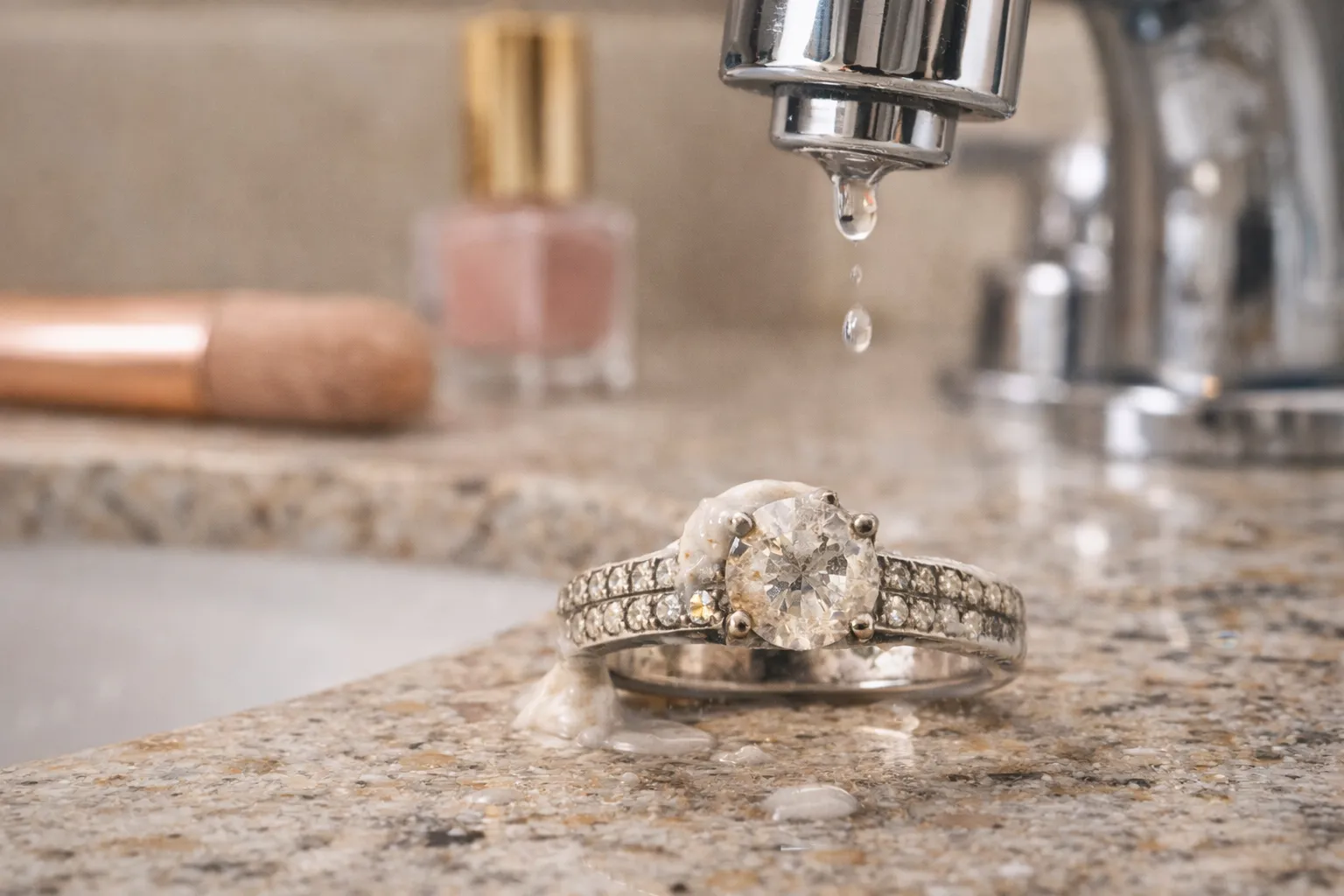 kim cương bị mờ khi t&aacute;c động với mỹ phẩm