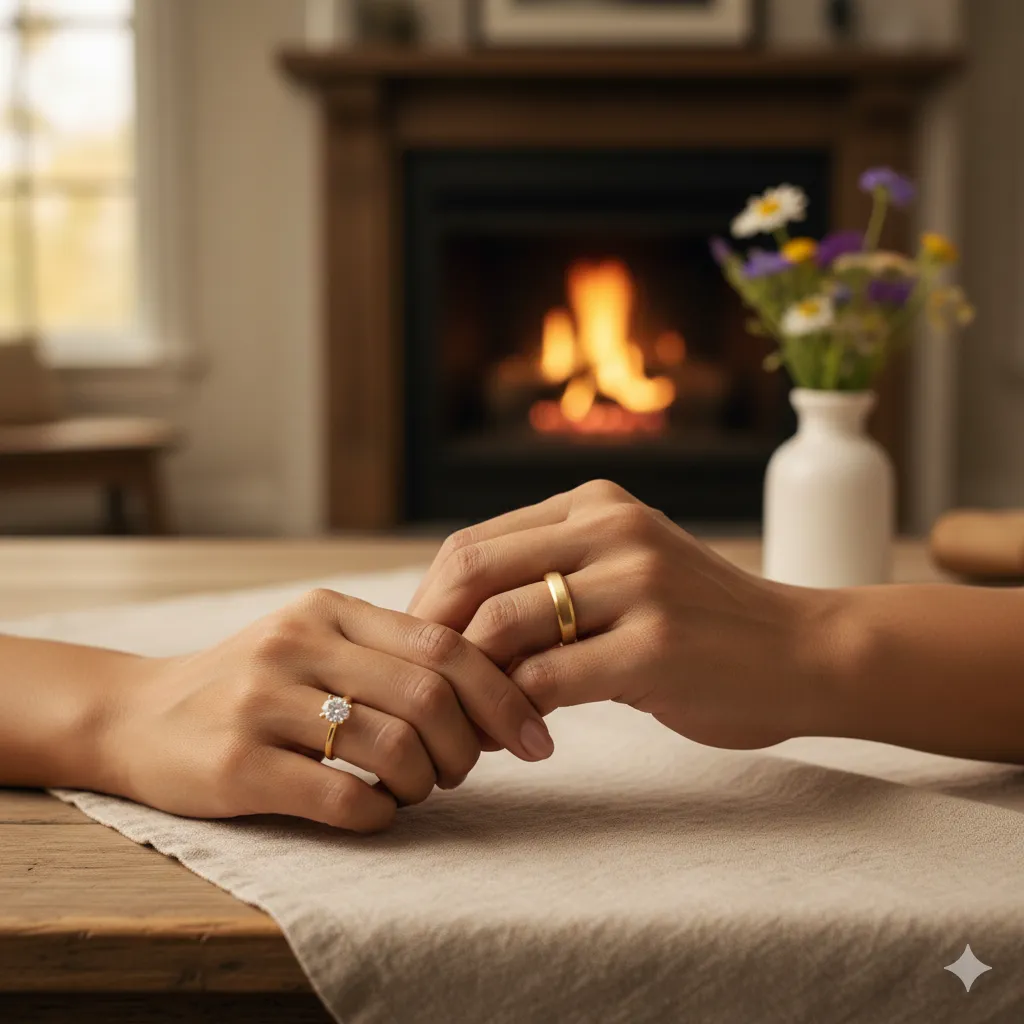 cặp đ&ocirc;i đeo nhẫn cưới v&agrave;ng v&agrave;ng đẹp