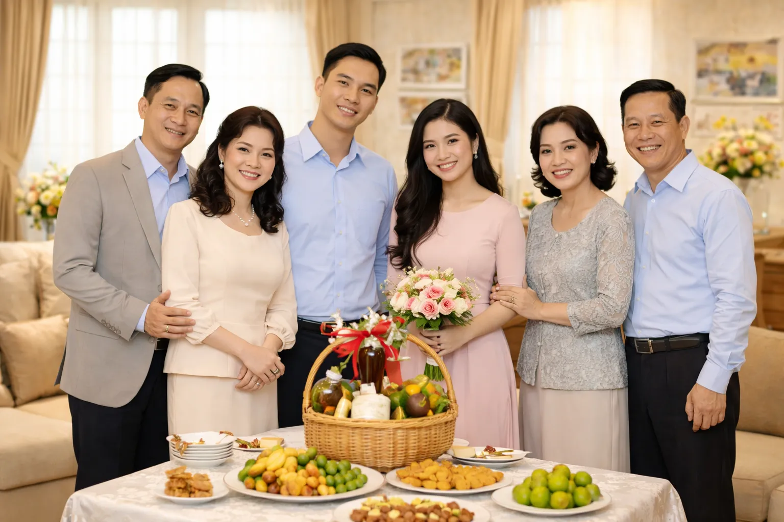 hai b&ecirc;n gia đ&igrave;nh gặp nhau