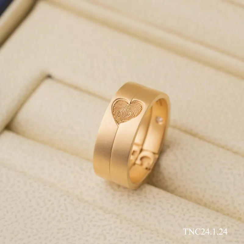 cặp nhẫn cưới vàng 12k khắc trái tim