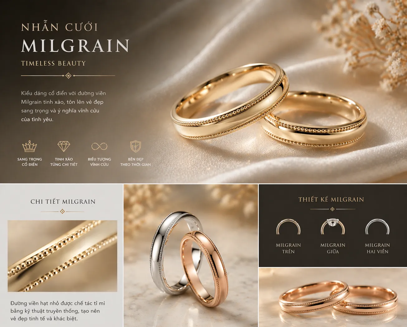 mẫu nhẫn cưới milgrain