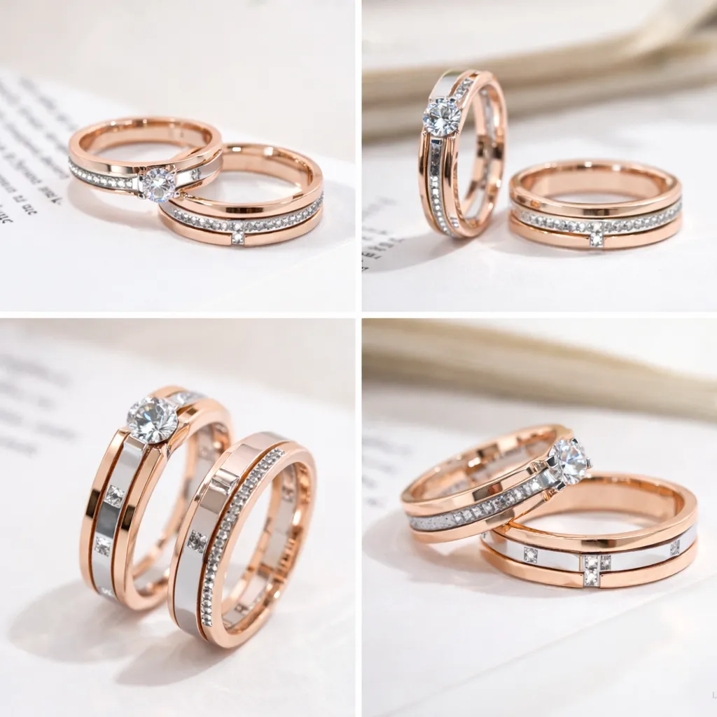 nhẫn cưới platin ghép vàng