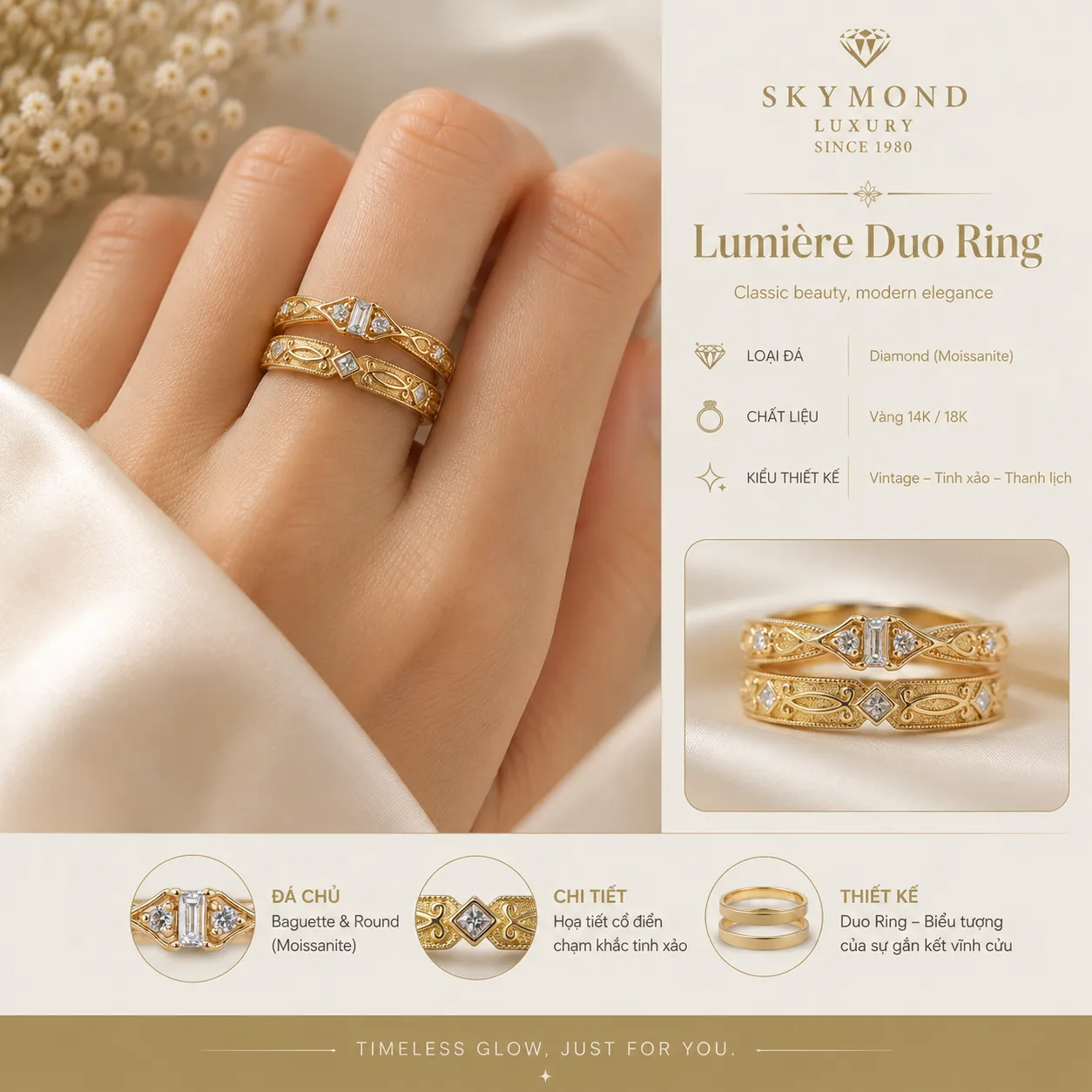 mẫu nhẫn cưới vàng vàng đính kim cương skymond