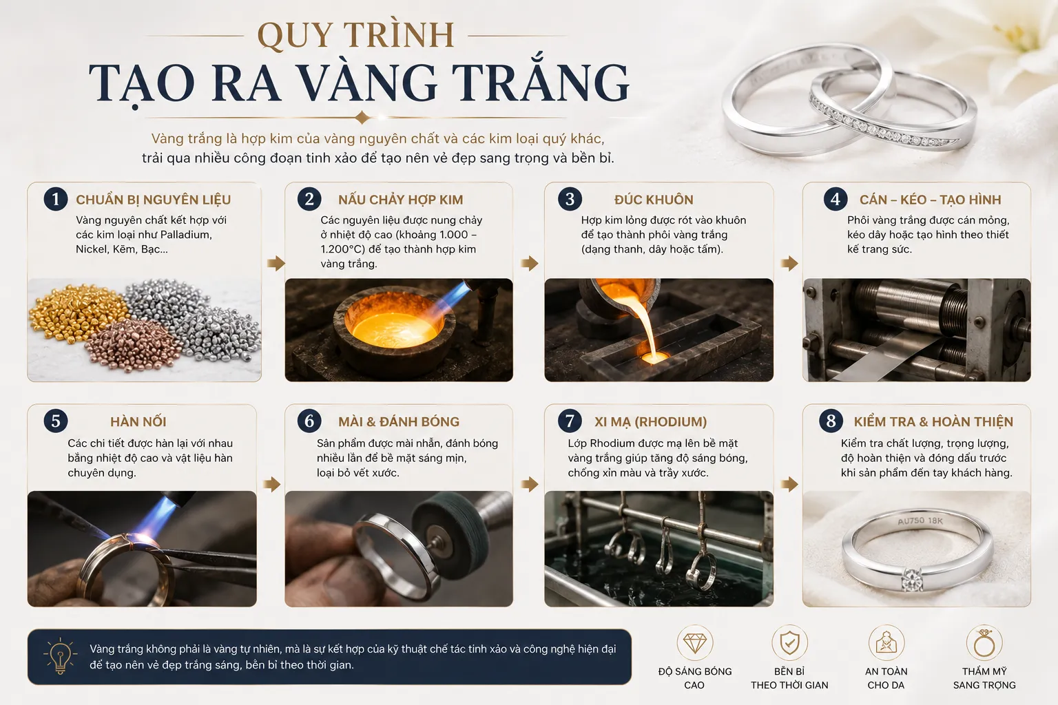quy trình chế tác vàng trắng