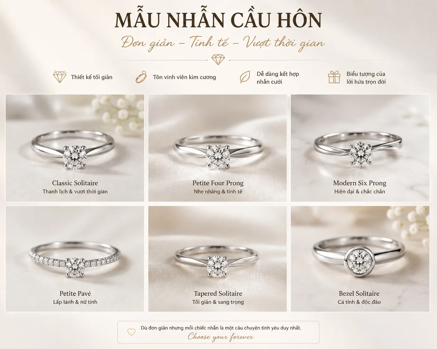 nhẫn cầu hôn đơn giản