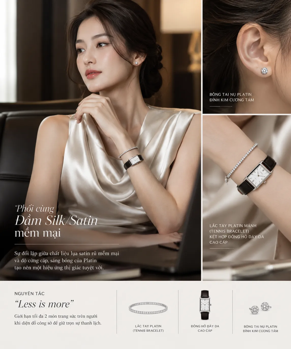 phối đồ cùng trang sức bạch kim