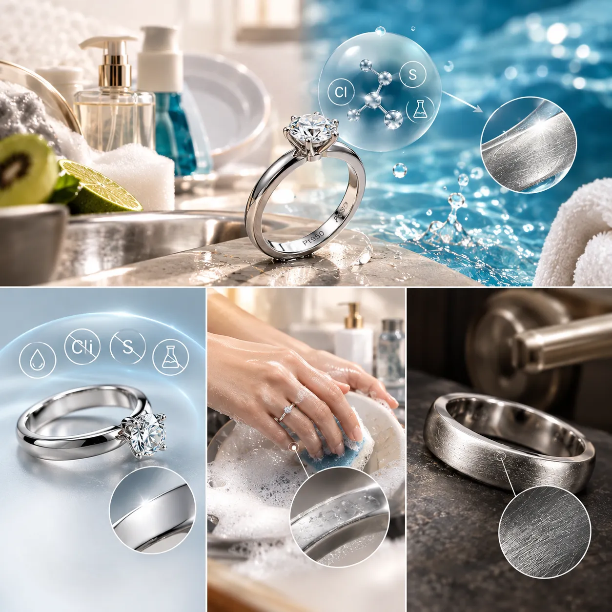 tác động của hóa chất lên nhẫn bạch kim